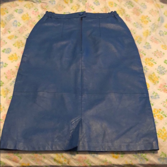 sonia Skirts Vintage Blue Leather Pencil Skirt With Pockets Poshmark